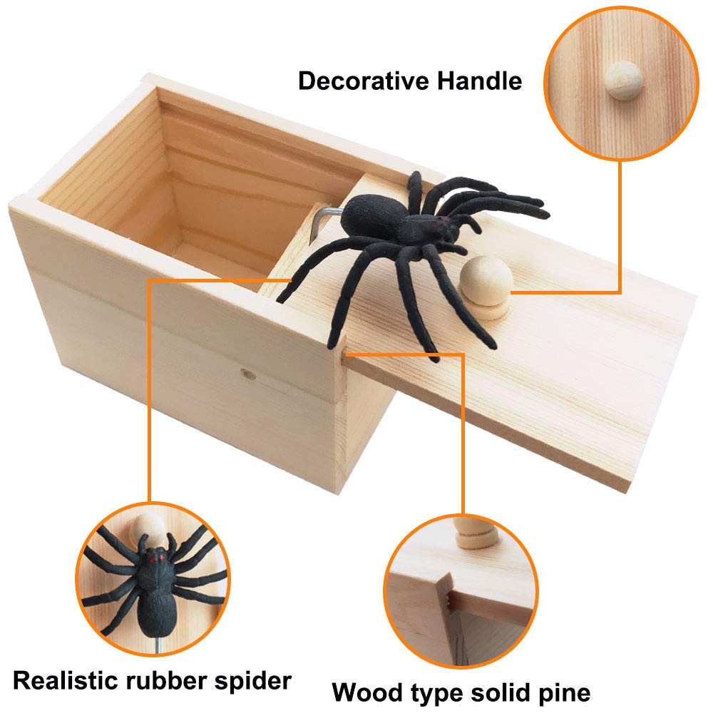 Scatola Scherzo Ragno di Halloween Scatola di Legno Sorprendente Scatola Scherzo Giocattolo Regalo Scatola Ragno Scherzo Scherzo Per Bambini Adulti