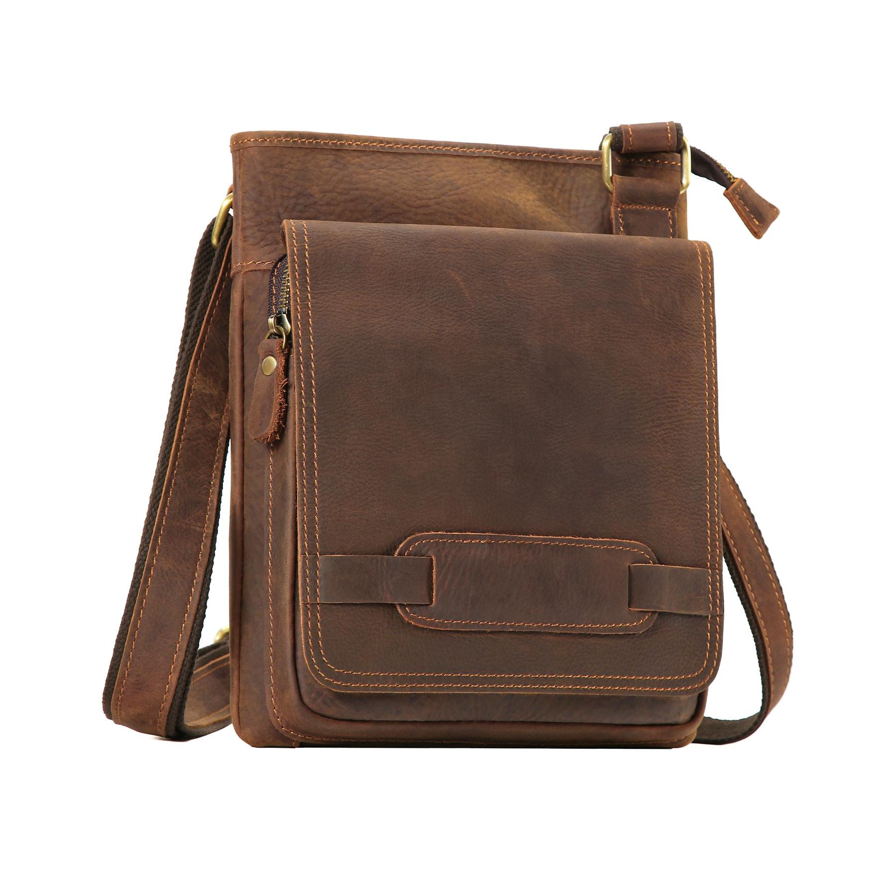 

Retro High-End Shoulder Messenger Bag Fashionable Leather Large-Capacity Bag Versatile Men S Leather Bag