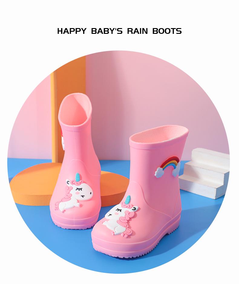 Cartoon Kids' Waterproof Non-Slip Rubber Rain Boots for Toddlers & Children