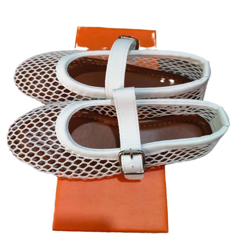 Schuhe in Übergröße, Ausgeschnittene Sandalen, Damen Flach, Zehenkappe mit einem Knopf