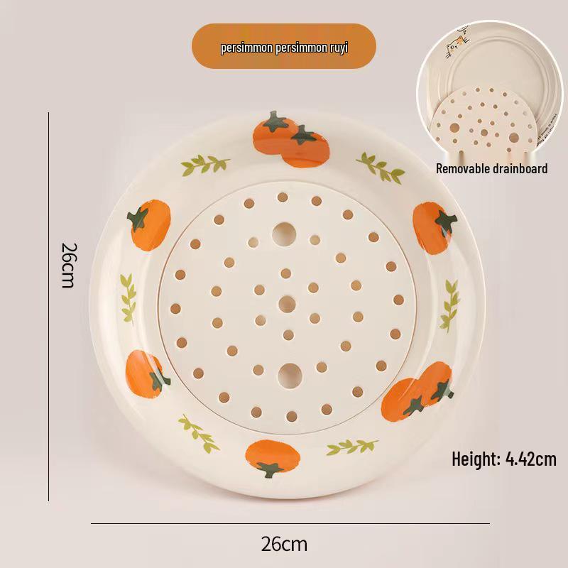Dumpling Double-Layer Drainage Plate: Food-Grade, Round Dinnerware for Household Use Standard