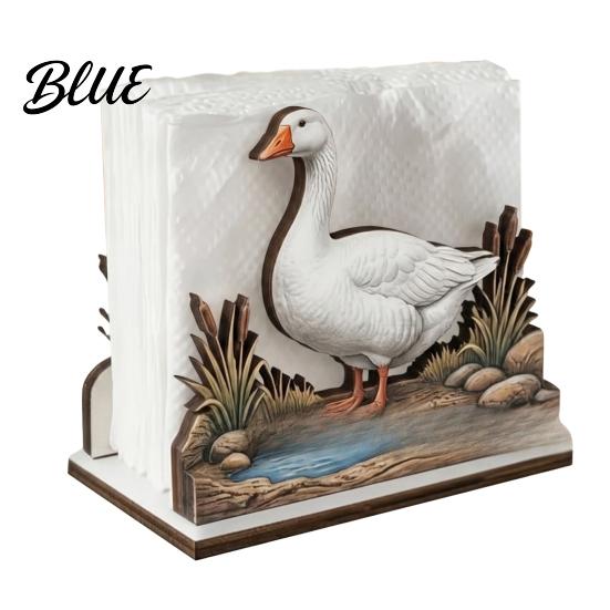 Sturdy Napkin Holder for Home Decor Rustic Wooden Holder Octopus/Bird/Goose/Turtle/Black Bear/Elephant Pattern Compact Tissue Organizer Countertop