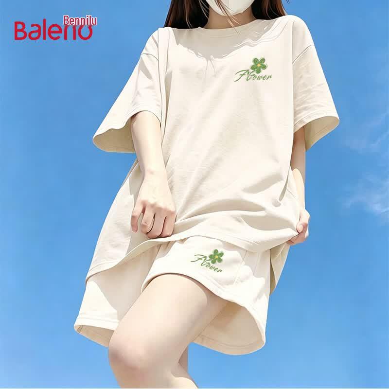 Baleno Women s Relaxed Fit Cotton Short Sleeve & Shorts Set L