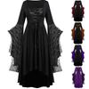 Halloween Gotiske Kjoler Kvinder Vintage Heks Vampyr Kjole Kostumer Karneval Festkjole Trompetærme Lang Kjole Plus Size