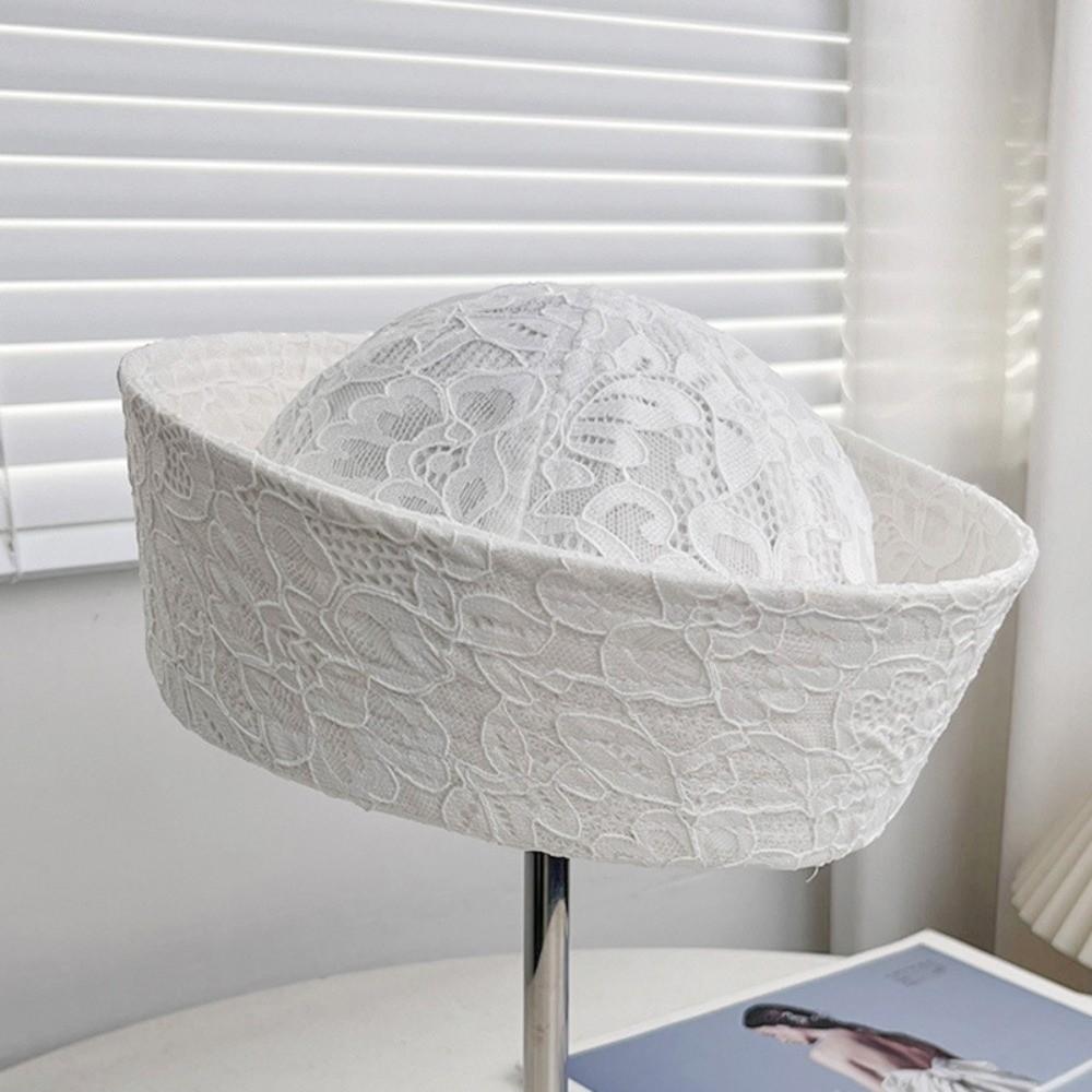 Breathable Lace Sailor Hat Cuffed Brim Beret Cap New Painter's Hat Harajuku Style