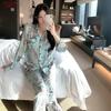 Spring and Autumn New Ink Printing Homewear Suit, High-end Retro Style, Light Luxury, High-end Sense, Can Be Worn Outside Pajamas Women