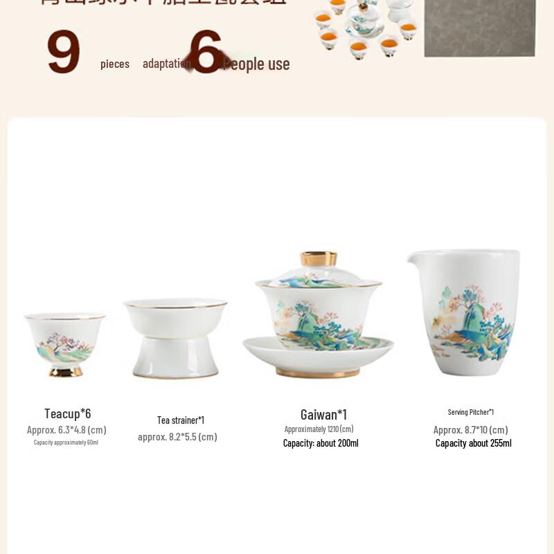 Gold-Inlaid Jade & Ceramic Kung Fu Tea Set