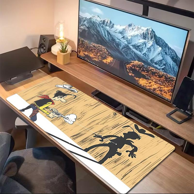 Lucky Luke Print Cushion Non-slip Laptop Tablet Big Mousepad XXL Mat Mini PC Playmat With Lock edge