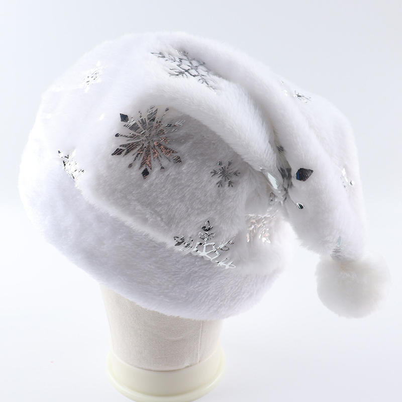 Cute Bronzing Snowflake Imitation Rabbit Fur Christmas Hat Star Plush Hat Adult Children Party Decorations