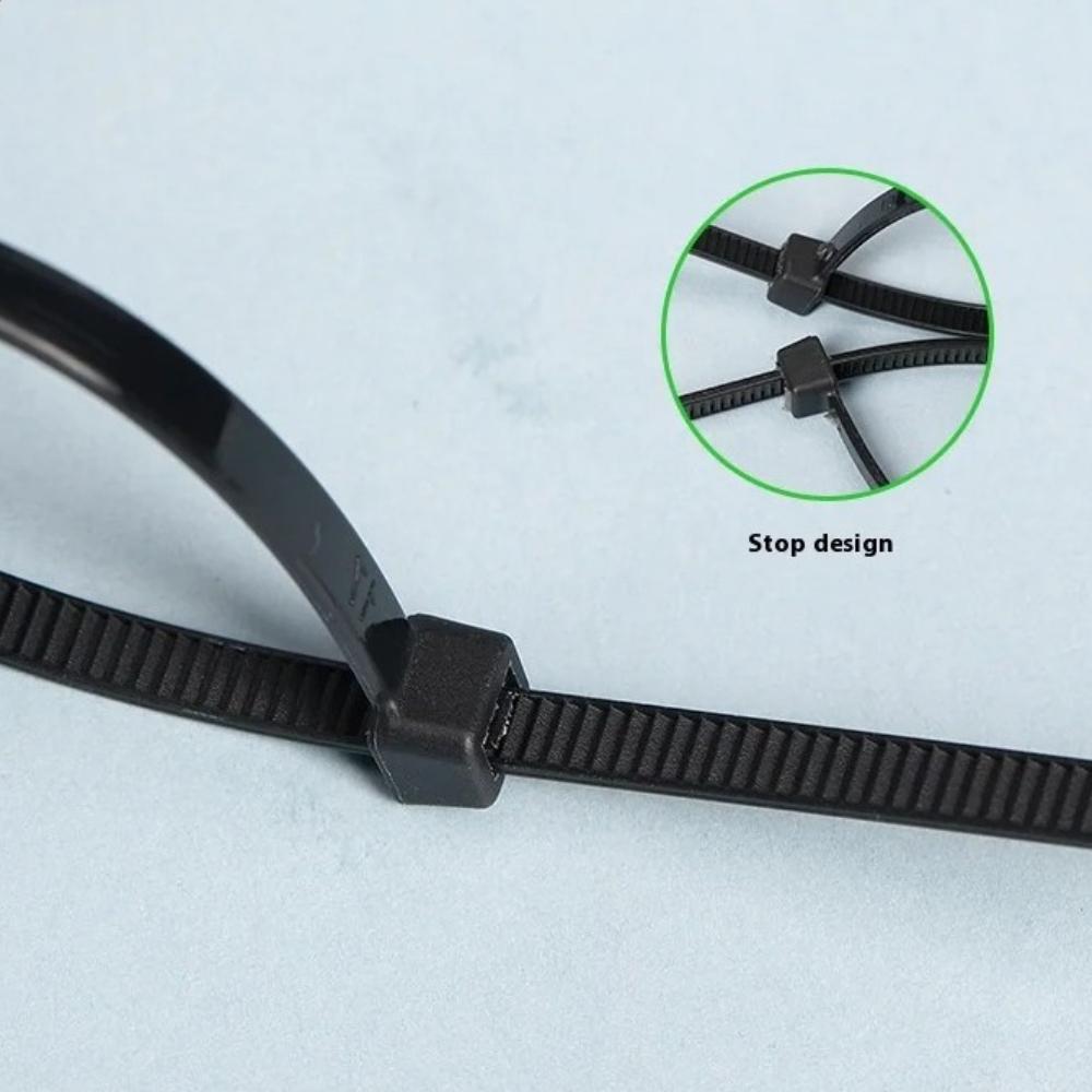 100 PCS Self-locking Plastic Nylon Tie Black Fastening Strap Cable-Tie-Set Cable Zip Tie Fastening Ring Zip Wraps Strap Tie