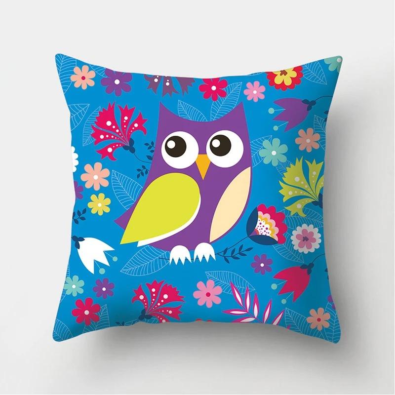 Owl Flower Decorative Pillowcase Living Room Office Home Pillowcase Car Ornaments