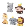 5Pcs Jungle Animal Cake Toppers Safari Figures Cute Decoration Monkey Elephant Giraffe Hippo Lion