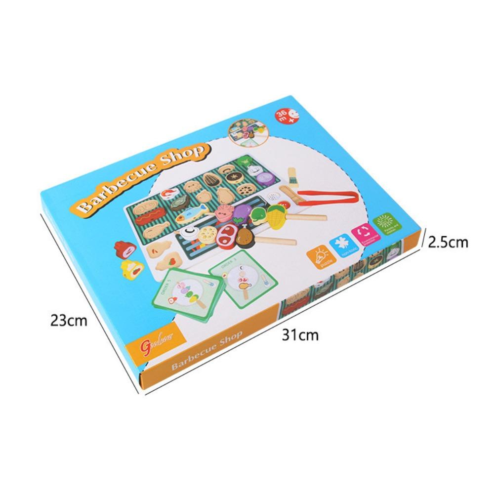 

Wooden children s fun interactive barbecue game food color matching puzzle desktop simulation play house toy
