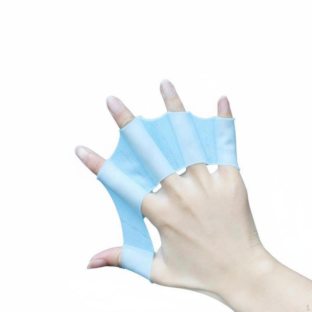 2 Pieces Silicone Hand Fins Improves Form Webbed Gloves Soft & Flexible Swimming Stroke