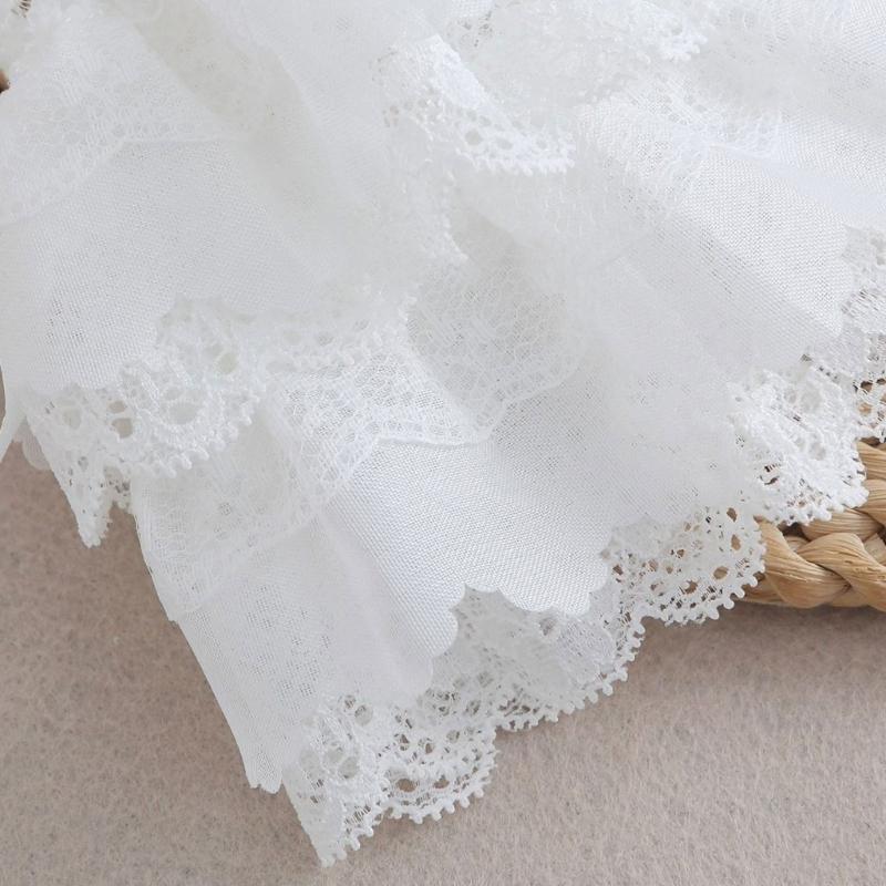 White Lace Faux Sleeves Pair with Gathered Opening for Top Styling Dress Looks and Costume Accessory Wear