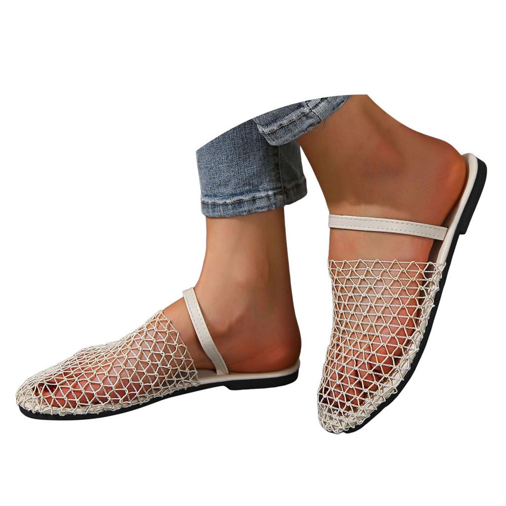 Famous Designer Women Flats Casual Sandals Women's Black Flat Sandals Summer Slide Sandals Closed Toe Flat Pantuflas Mujer