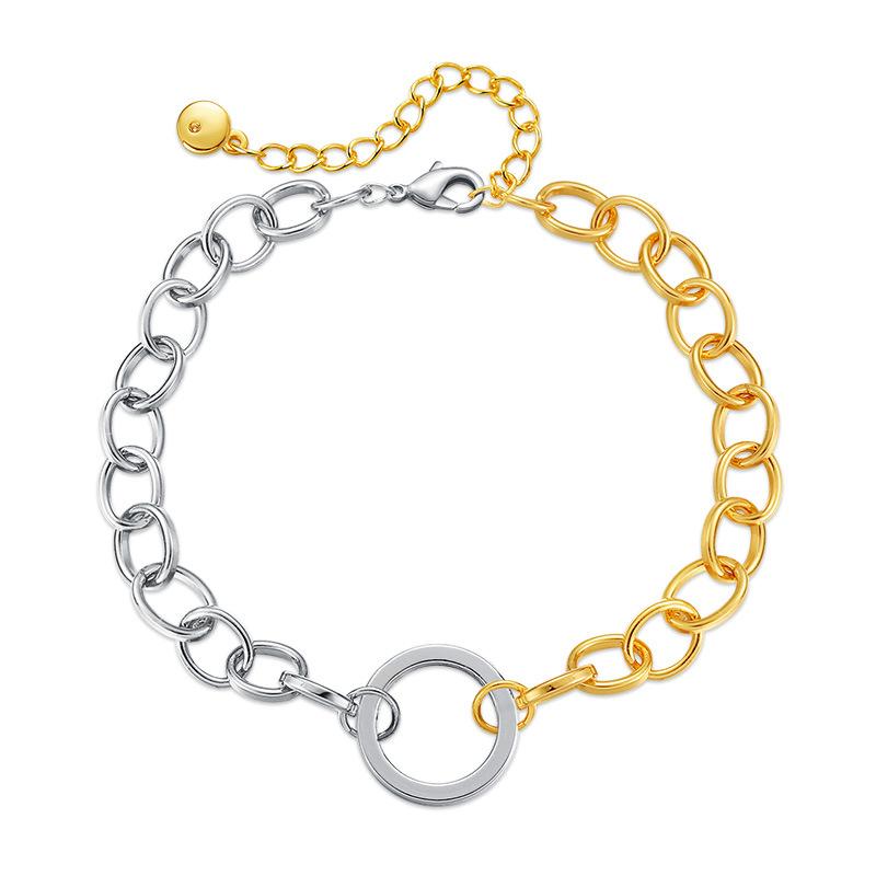 K Gold Plated Neutral Color Block Simple Versatile Circle Bracelet