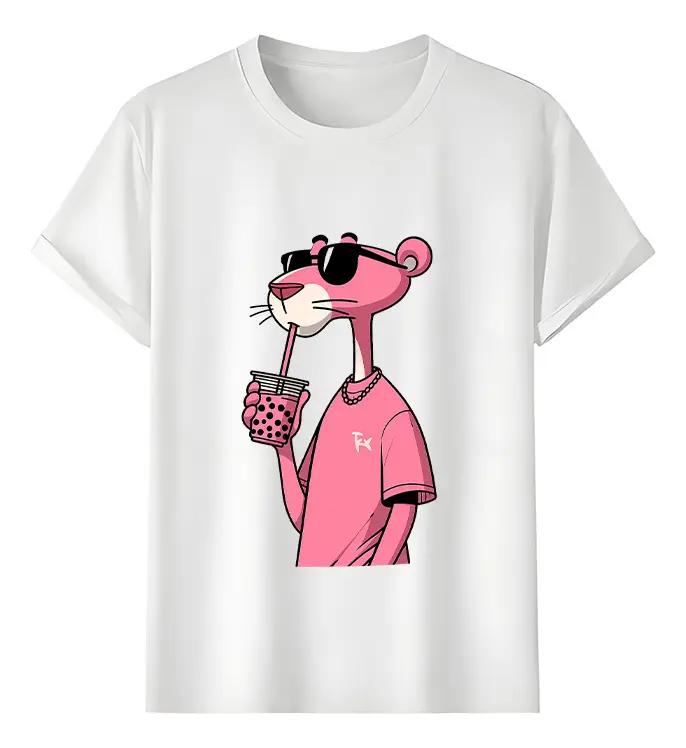 Tshirt Muscle Freaks Pink Panther Estilo Boba Tea Camiseta