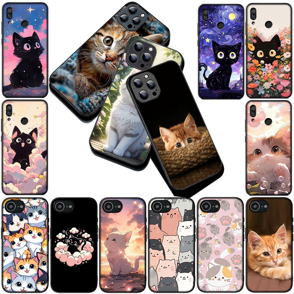 Phone Cover for Huawei P30 P20 Mate 20 Lite Pro Y7 Y6P Y7A 2019 Nova 5T 3I Funda Casing Soft Case Cartoon Cat Meow Kitten