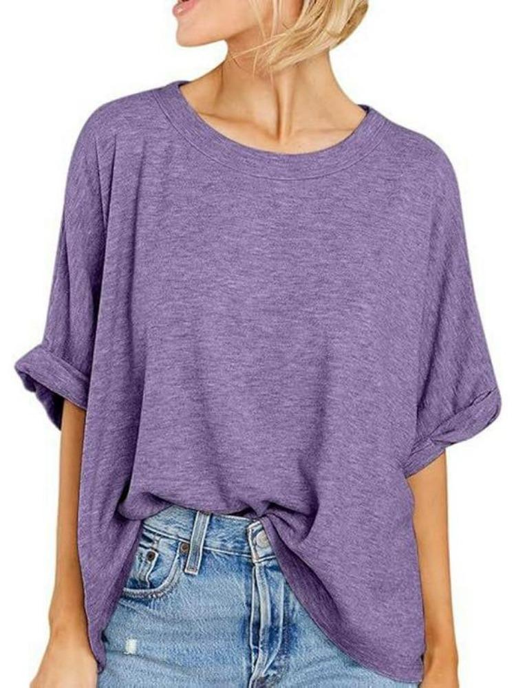 

Женские повседневные футболки с коротким рукавом большого размера XXL светло-фиолетовый