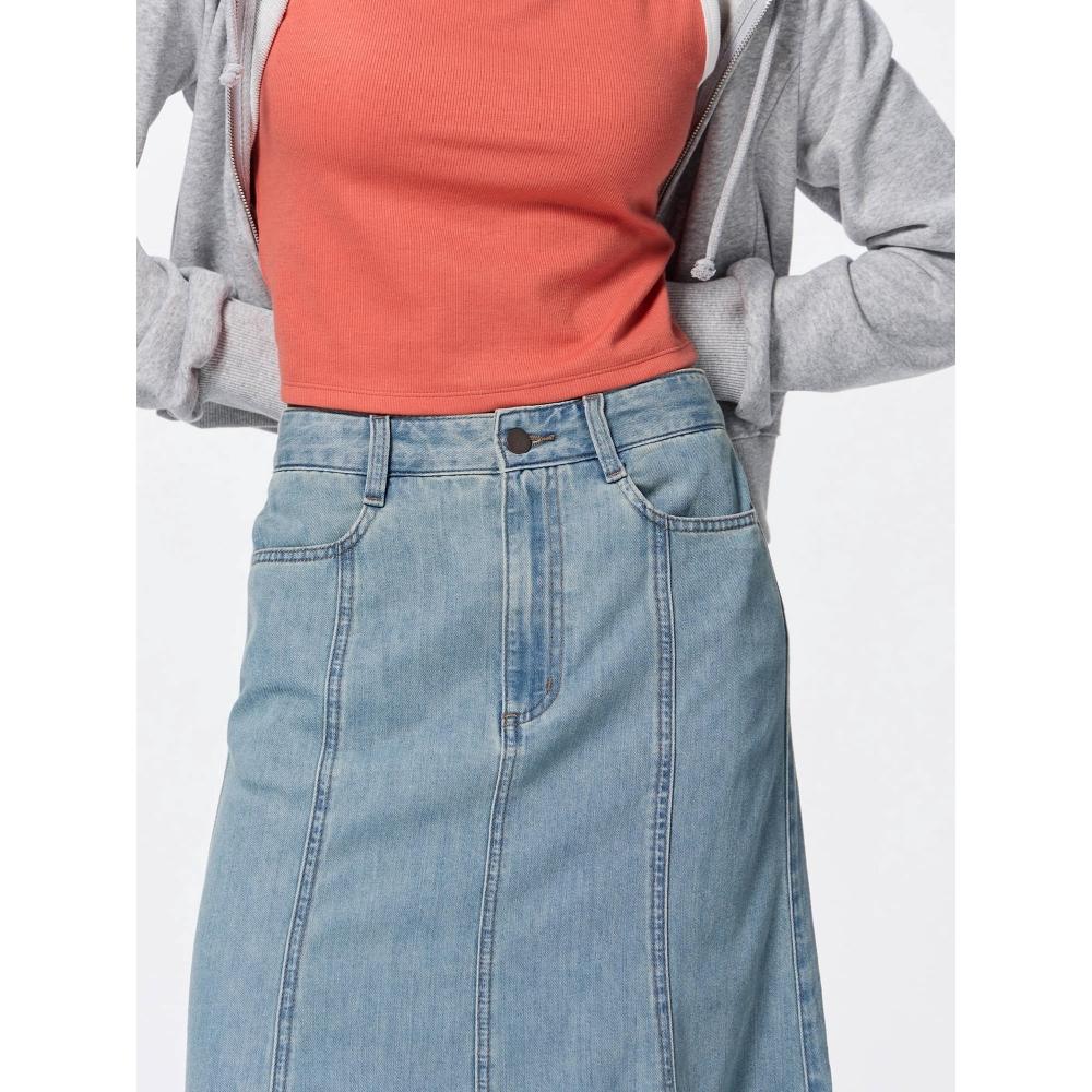 GU by Uniqlo Light Denim Flared Maxi Skirt