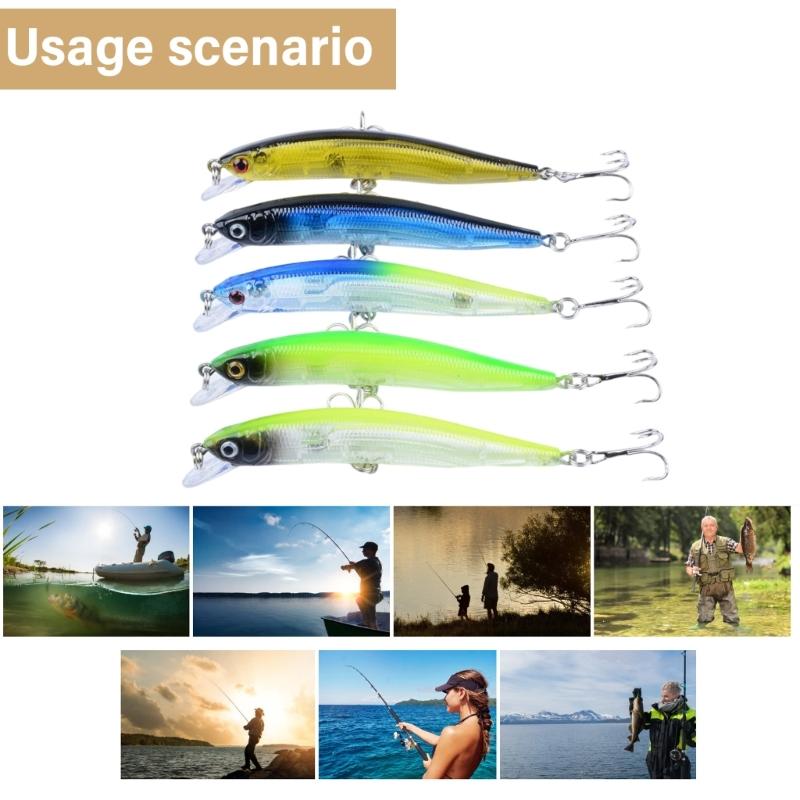 5pcs Minnow Fishing Lures Floating Hard Baits Artificial Baits Wobbler Crankbait Swimbait Fishing Tackle Lure
