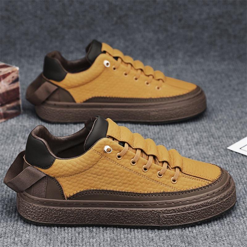 Student board shoes Hong Kong style leather surface casual sports lazy leather shoes 39