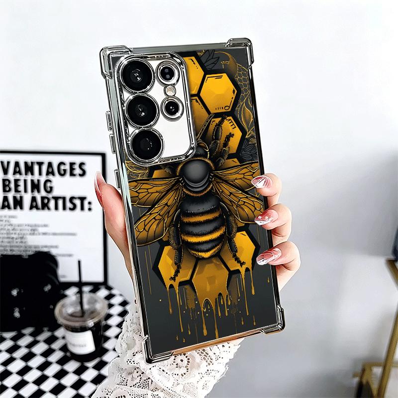 

Bee Keeping Honey Cute Plating Phone Case For Samsung Galaxy S24 S25 FE S26 Edge S23 Ultra S22 S21 Plus S20 Anti-Fall Airabag Co Samsung S26 Edge