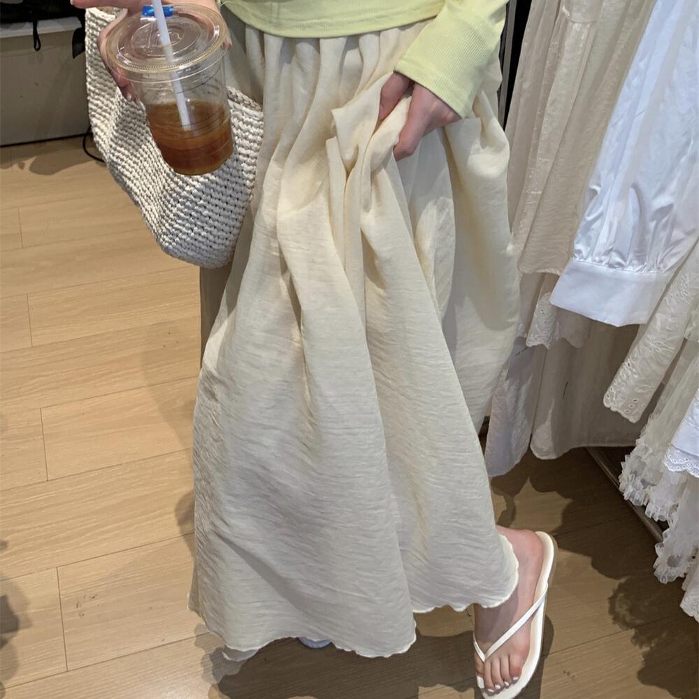 DIMANAF 2025 Frühling Einfarbig Damen Neue Röcke Elastisch Elegant Weiß Plissee Röcke Spitze Hohe Taille