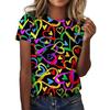 2026 New Summer Round Neck Women's T-shirt Fashion 3D Printed Love Color Printed Short Sleeve T-shirt Cartoon Casual Top