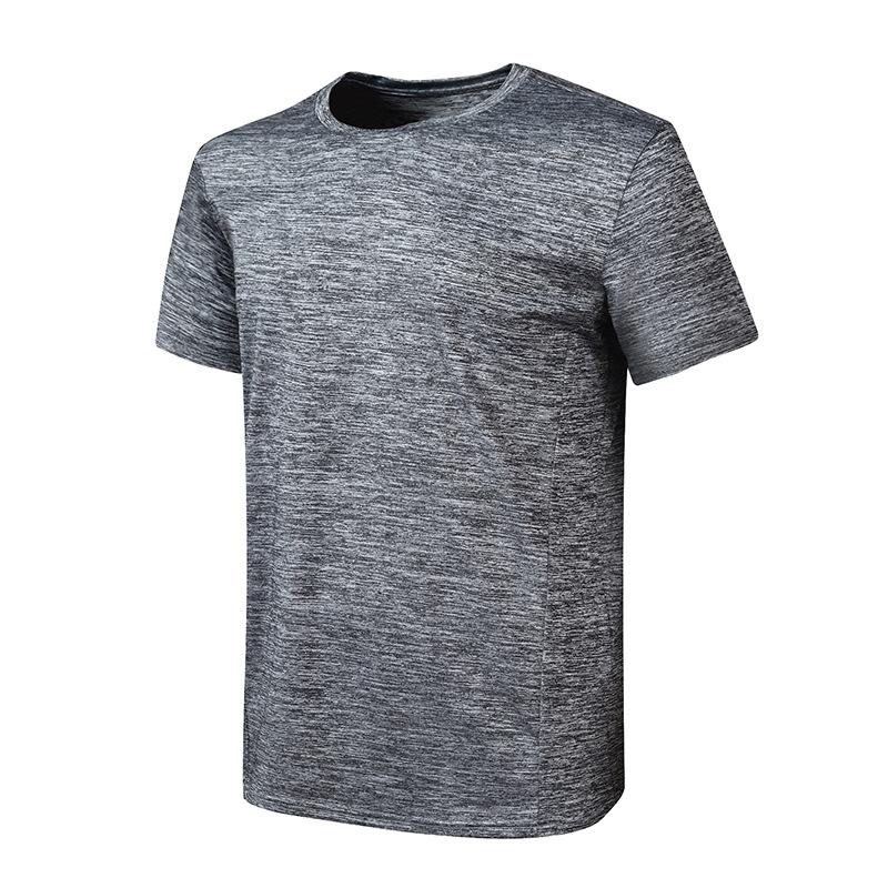 Quick-drying T-shirt Large size men's elastic short-sleeved sports running fitness breathable yoga thin top Quick-drying outdoor light and thin