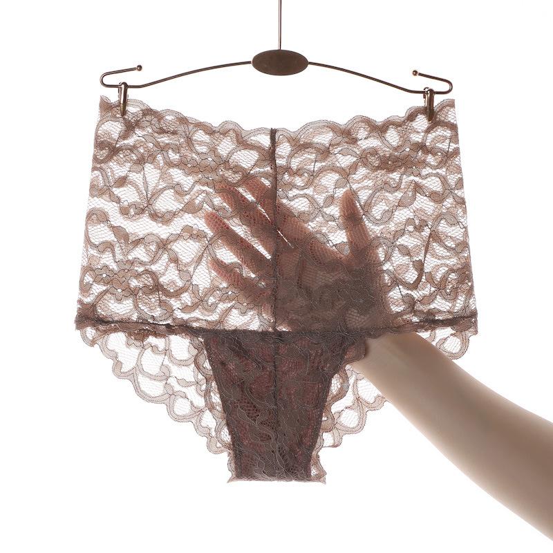 Sexy Lace Panties for Women High Waist Ultra-thin See-through Mesh Underwear Panties Large Size Cotton Crotch Briefs Lingerie