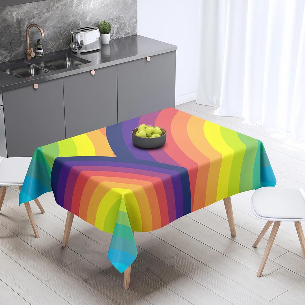 Regenboog Print Patroon Tafelkleed Huisdecoratie Tafel Rechthoekig Feest Vlekbestendig Stofhoes 140x220cm