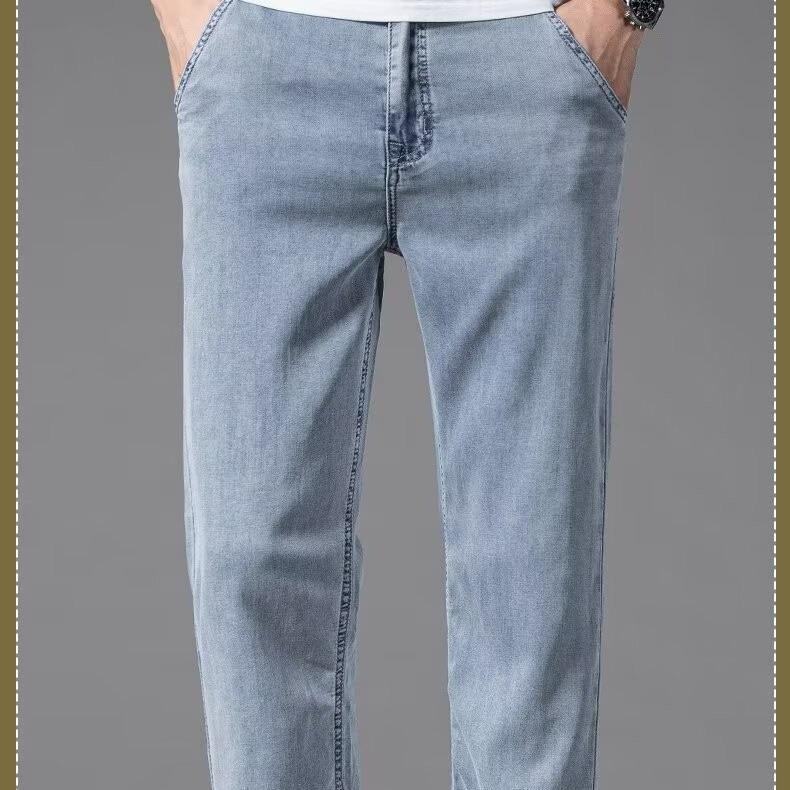 American Classic Trendy Brand Straight Jeans Men's Summer Thin High-end Retro Loose Wide-leg Casual Long Pants Men
