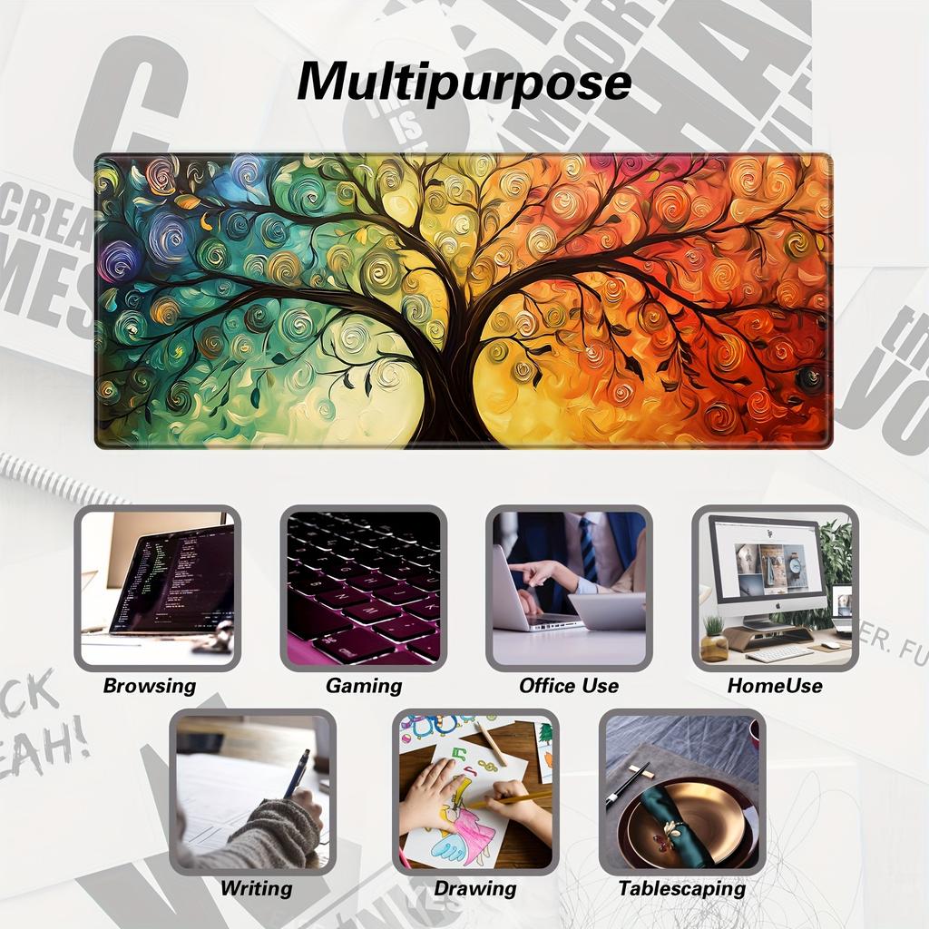Colorful Tree of Life Design Mouse Pad MM Non-Slip Rubber Desk Mat Large Extended Keyboard Mousepad Office Home Gaming