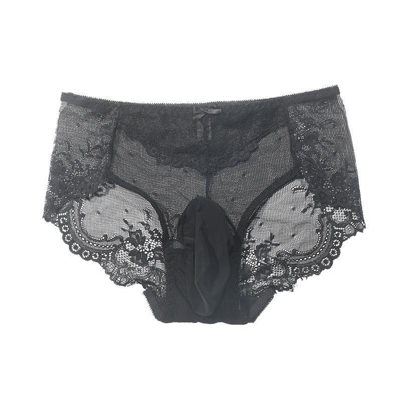 Verführerisches Spitzen-Tanga-Set für Herren mit niedrigem Bund, sexy atmungsaktive Netz-Slips, vollständig transparent, Sommer, große Größe