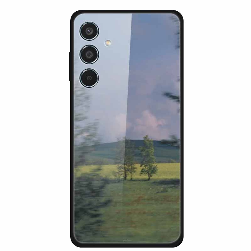 Glass Cellphone Case For Samsung Galaxy M35 Hard Plastic Back Cover For Samsung M 35 Flowers Painted Cases Fundas Shell Shield