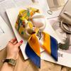 70cm White Stripe Nordic Style Silk Scarf Women Large Square Shawl Simple Chic Decorative Versatile Headwear Clothing Bags Scarf
