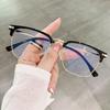 New Mens Ultra Light Titanium Myopia Glasses Anti Blue Light Vintage Half Frame Eyewear Short Sight Correction