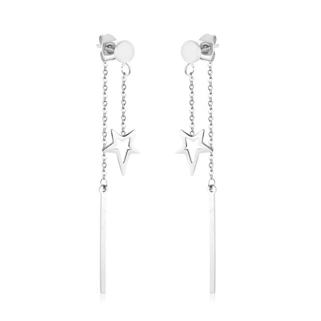 1Pairs Danles Pendants Drop Earrings Stainless Steel 18k Gold Plated Tassel Chains Long Earrings for Women Accessories Party
