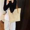 Women Top-Handle Bags Straw Summer Beach Straw Bucket Bag Woven Tote Purse Casual Travel Handbags for Women