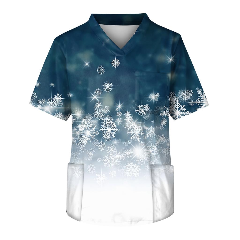 Ανδρική μπλούζα εργασίας με κοντό μανίκι με λαιμόκοψη V με στάμπα