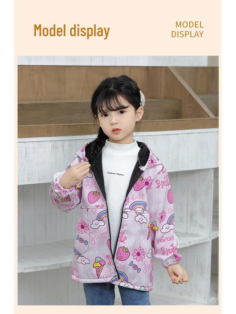 Children's Waterproof Smock: Autumn/Winter Girls' Stain-Proof Mealtime Cover-up & Down Jacket Outerwear.