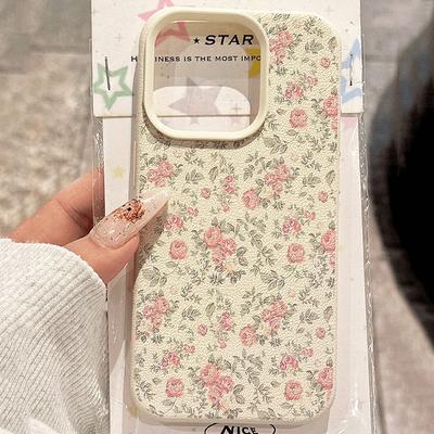 Vintage Floral Pattern Phone Case For iPhone 17 16 15 14 13 12 11 Pro Max XS X XR 16E 16 Plus 17 Air Shockproof Soft Lichi Cover