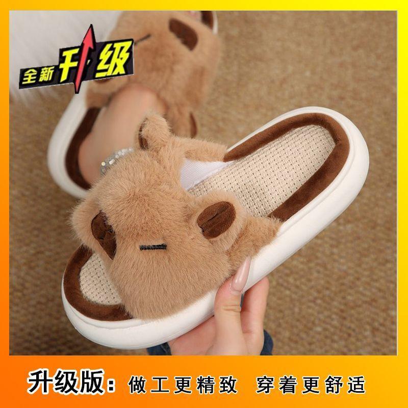 2025 linen slippers spring and autumn women s indoor home couple s floor mop four seasons cotton and linen slippers men s 40-41