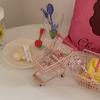 Ins Cute Pink Trolley Shopping Basket Storage Toy Creative Mini Kawaii Desktop Decoration Gift Dollhouse Furniture Accessories