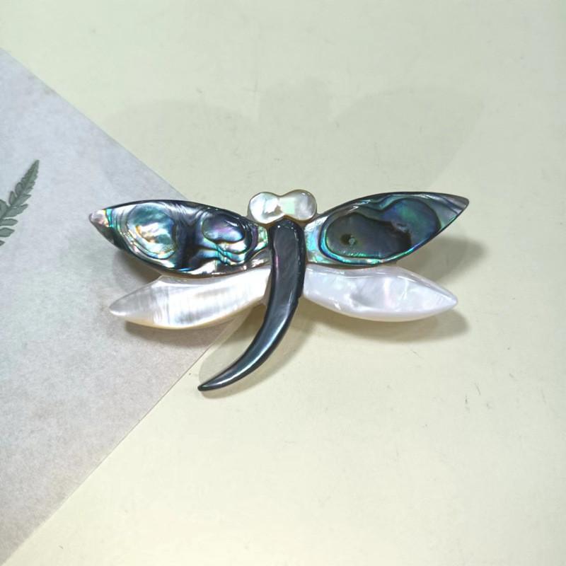 Shell Dragonfly Cartoon Brooch With Handcrafted Inlay For Girls And Women
