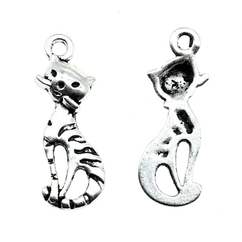 Charms Cat Pendants Heart Alloy Crafts For DIY Jewelry Making Accessories