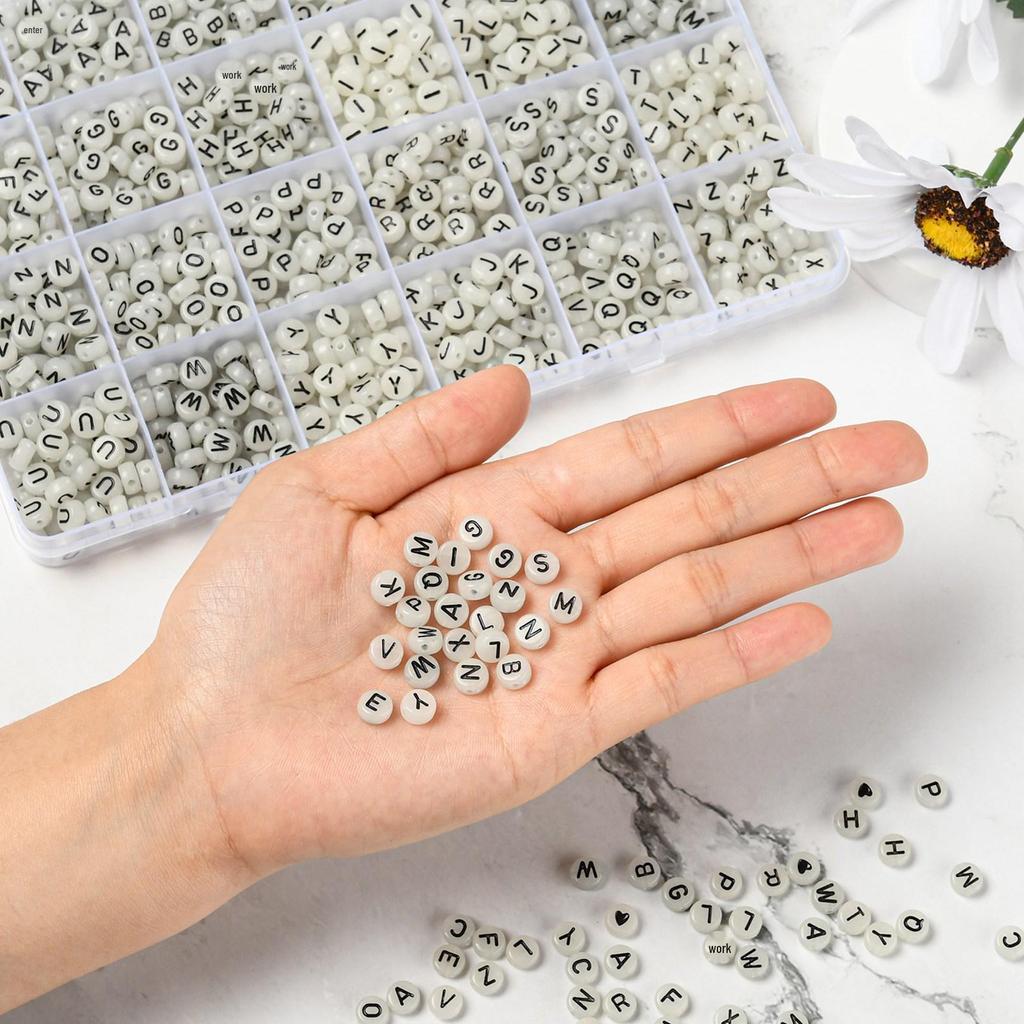 Luminous Heart & Letter Acrylic Beads Set