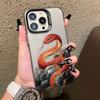 Illustration Red Snake Phone Case For iPhone 15 14 Plus Pro Max 16 Pro Max 13 12 Mini 11 Pro Max Shockproof Laser Back Covers